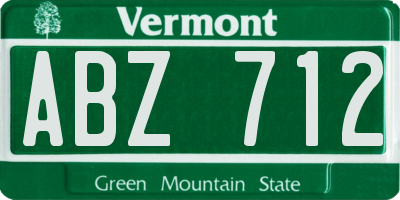 VT license plate ABZ712