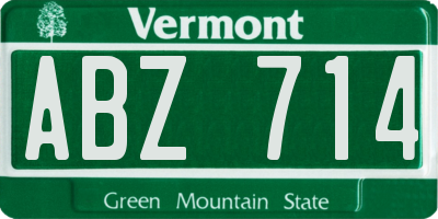 VT license plate ABZ714