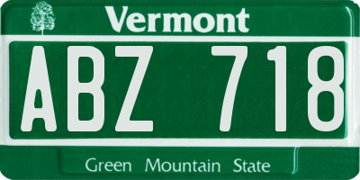VT license plate ABZ718