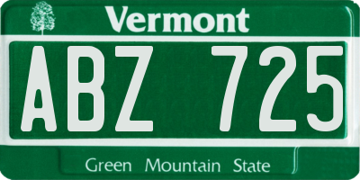 VT license plate ABZ725