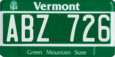 VT license plate ABZ726