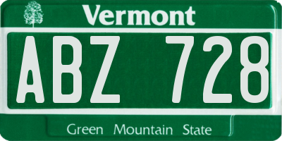 VT license plate ABZ728