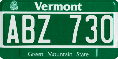 VT license plate ABZ730