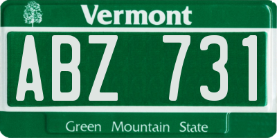 VT license plate ABZ731