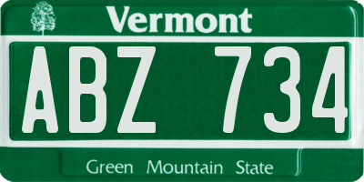 VT license plate ABZ734