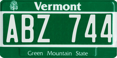 VT license plate ABZ744