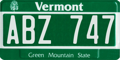 VT license plate ABZ747