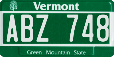 VT license plate ABZ748