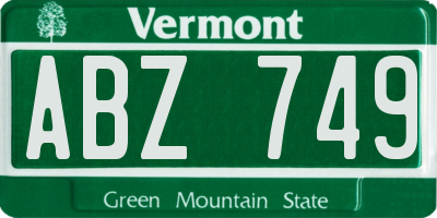 VT license plate ABZ749