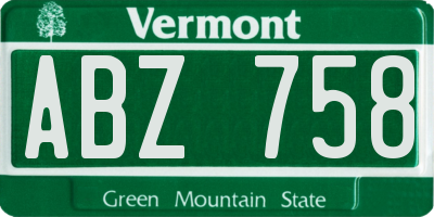 VT license plate ABZ758