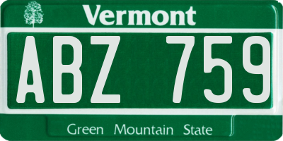 VT license plate ABZ759