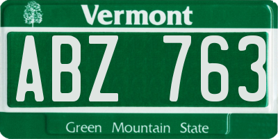 VT license plate ABZ763