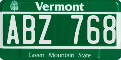 VT license plate ABZ768