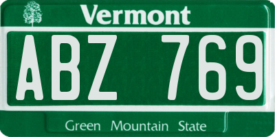 VT license plate ABZ769