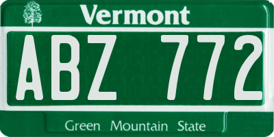 VT license plate ABZ772