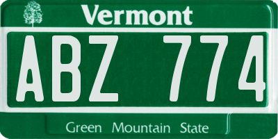 VT license plate ABZ774