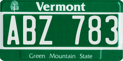 VT license plate ABZ783