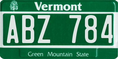 VT license plate ABZ784