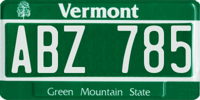 VT license plate ABZ785