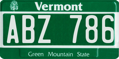 VT license plate ABZ786