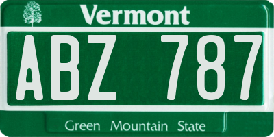 VT license plate ABZ787