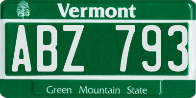 VT license plate ABZ793