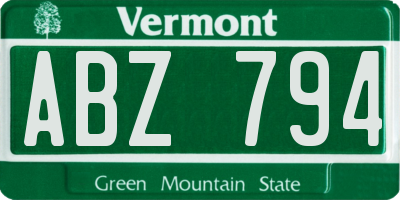VT license plate ABZ794