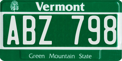 VT license plate ABZ798