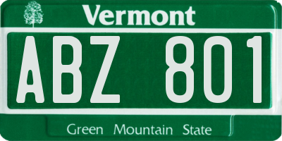 VT license plate ABZ801