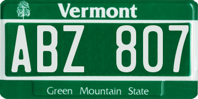VT license plate ABZ807