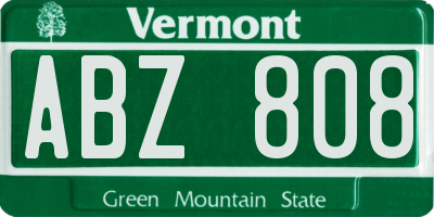 VT license plate ABZ808