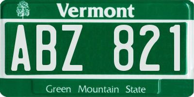 VT license plate ABZ821