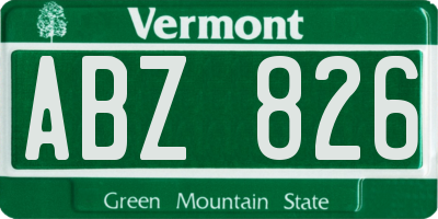 VT license plate ABZ826