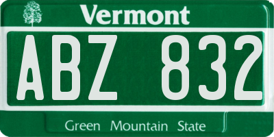 VT license plate ABZ832