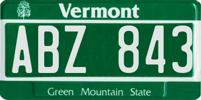 VT license plate ABZ843