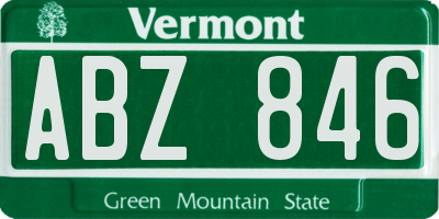 VT license plate ABZ846