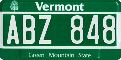 VT license plate ABZ848