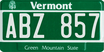 VT license plate ABZ857