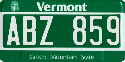 VT license plate ABZ859
