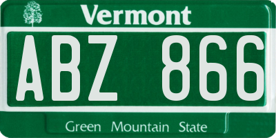 VT license plate ABZ866