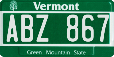 VT license plate ABZ867