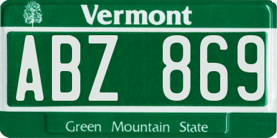 VT license plate ABZ869