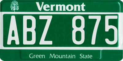 VT license plate ABZ875