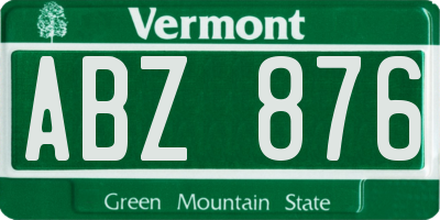 VT license plate ABZ876