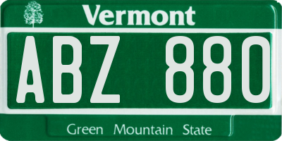 VT license plate ABZ880