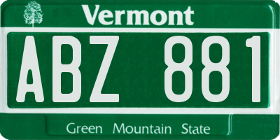 VT license plate ABZ881