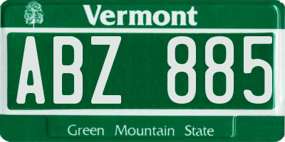 VT license plate ABZ885