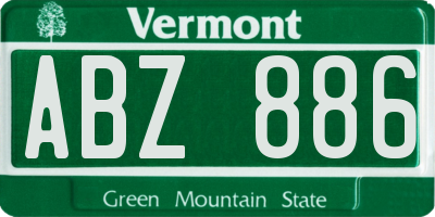 VT license plate ABZ886