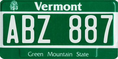 VT license plate ABZ887