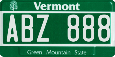 VT license plate ABZ888